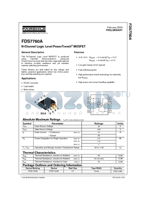 FDS7760A datasheet - N-Channel Logic Level PowerTrench MOSFET