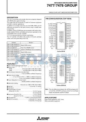 M37477E8SP datasheet - SINGLE-CHIP 8-BIT CMOS MICROCOMPUTER 