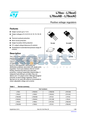L7808AB datasheet - Positive voltage regulators