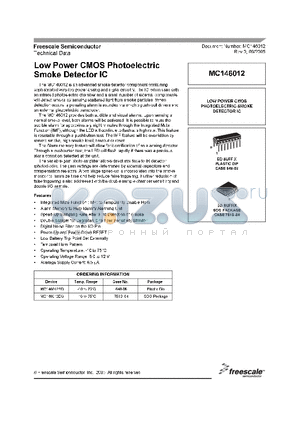 MC146012 datasheet - LOW POWER CMOS PHOTOELECTRIC SMOKE DETECTOR IC