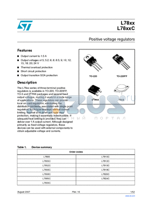 L7808CD2T-TR datasheet - Positive voltage regulators