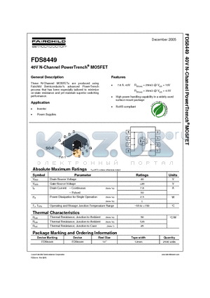 FDS8449 datasheet - 40V N-Channel PowerTrench MOSFET