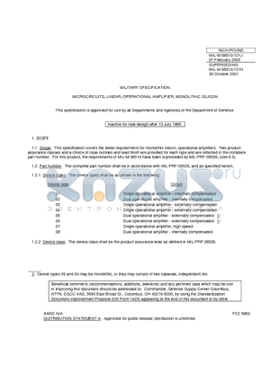 MIL-M-38510 datasheet - MICROCIRCUITS, LINEAR, OPERATIONAL AMPLIFIER, MONOLITHIC SILICON