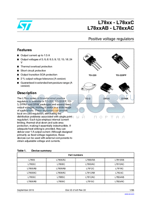 L7808T datasheet - POSITIVE VOLTAGE REGULATORS