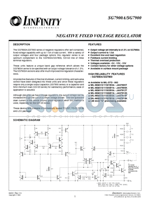 MIL-M38510/11505BYA datasheet - NEGATIVE FIXED VOLTAGE REGULATOR