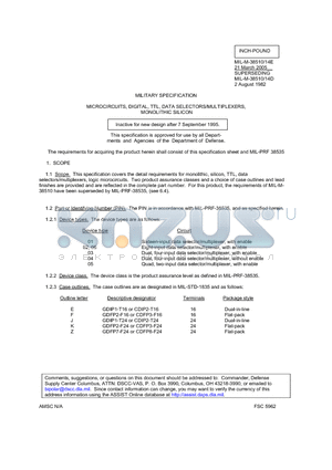 MIL-M-38510/14E datasheet - MICROCIRCUITS, DIGITAL, TTL, DATA SELECTORS/MULTIPLEXERS, MONOLITHIC SILICON