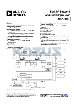 ADSP-BF561SBBCZ-6A2 datasheet - Blackfin^ Embedded Symmetric Multiprocessor