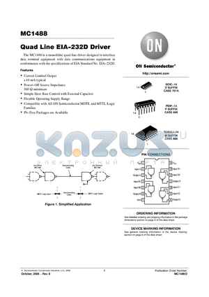 MC1488DG datasheet - Quad Line EIA−232D Driver