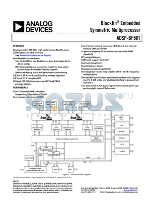 ADSP-BF561SKBCZ6002 datasheet - Blackfin^ Embedded Symmetric Multiprocessor