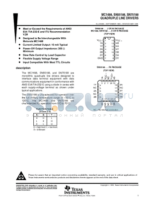 MC1488D datasheet - QUADRUPLE LINE DRIVERS