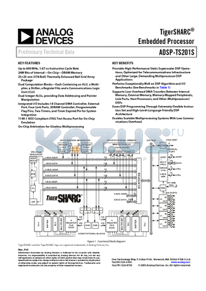 ADSP-TS201SABP-X datasheet - TigerSHARC-R Embedded Processor