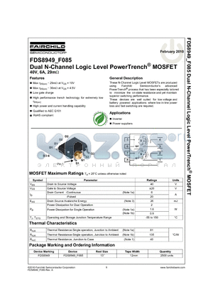 FDS8949 datasheet - Dual N-Channel Logic Level PowerTrench^ MOSFET