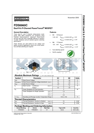 FDS8960C_0511 datasheet - Dual N & P-Channel PowerTrench^ MOSFET
