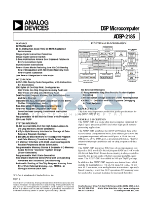 ADSP2185 datasheet - DSP Microcomputer