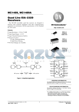 MC1489ADG datasheet - Quad Line Receivers