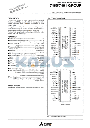 M37481E8 datasheet - SINGLE-CHIP 8-BIT CMOS MICROCOMPUTER 