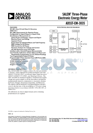 ADSST-EM-3035K datasheet - SALEM Three-Phase Electronic Energy Meter