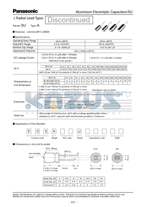 ECEA100U010W datasheet - Aluminium Electrolytic Capacitors/SU