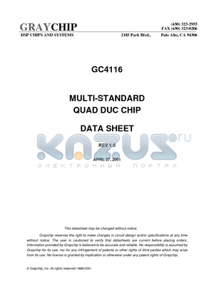 GC4116 datasheet - MULTI-STANDARD QUAD DUC CHIP