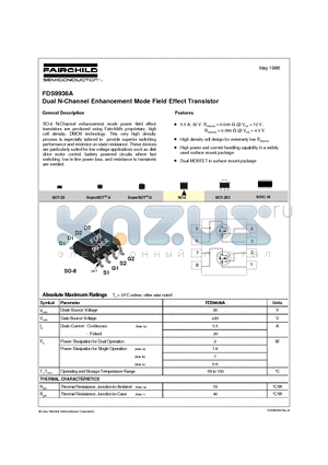 FDS9936A datasheet - Dual N-Channel Enhancement Mode Field Effect Transistor