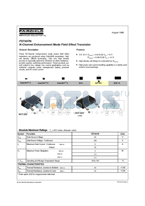 FDT457N datasheet - N-Channel Enhancement Mode Field Effect Transistor