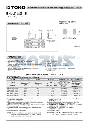 FDU1250 datasheet - Fixed Inductors for Surface Mounting
