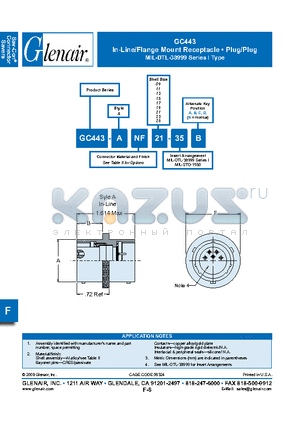 GC443-ANF11-35C datasheet - In-Line/Flange Mount Receptacle