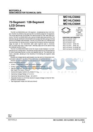 MC14LC5004 datasheet - 72-Segment / 128-Segment LCD Drivers