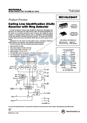 MC14LC5447DW datasheet - Calling Line Identification (CLID) Receiver with Ring Detector