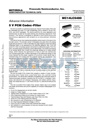 MC14LC5480SD datasheet - 5 V PCM Codec-Filter