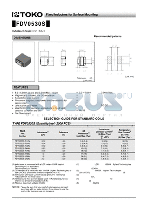 FDV0530S-1R0M datasheet - Fixed Inductors for Surface Mounting