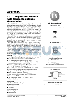 ADT7461AARMZ-R datasheet - a1 Temperature Monitor with Series Resistance Cancellation