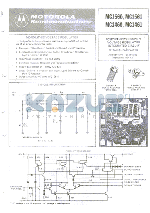 MC1561 datasheet - POSITIVE-POWER-SUPPLY VOLTAGE REGULATOR INTEGRATED CIRCUIT