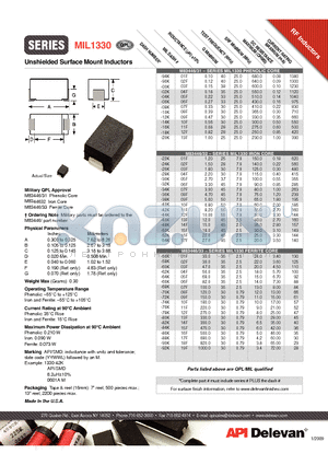 MIL1330-54K datasheet - Unshielded Surface Mount Inductors