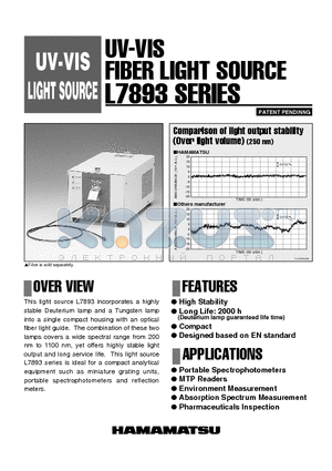 L7893-08 datasheet - UV-VIS FIBER LIGHT SOURCE