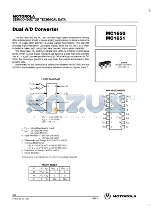 MC1651 datasheet - DUAL A/D CONVERTER