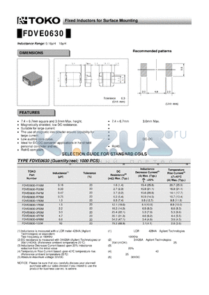 FDVE0630-3R3M datasheet - Fixed Inductors for Surface Mounting