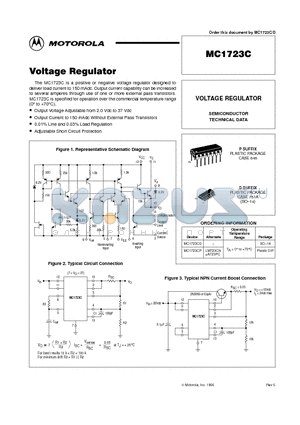 MC1723C datasheet - VOLTAGE REGULATOR