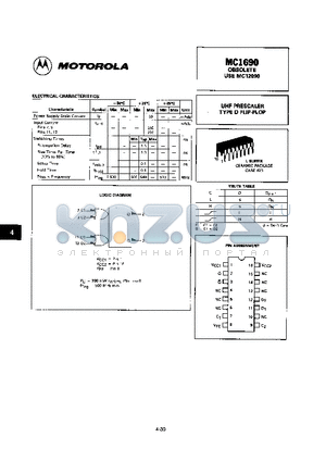 MC1690 datasheet - UHF PRESCALER TYPE D FILP-FLOP