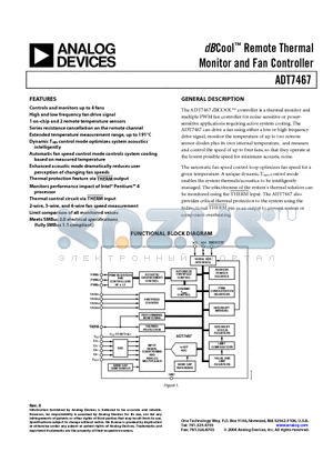 ADT7467ARQ datasheet - dBCool Remote Thermal Monitor and Fan Controller