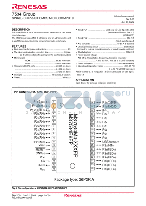 M37534M4-XXXFP datasheet - SINGLE-CHIP 8-BIT CMOS MICROCOMPUTER