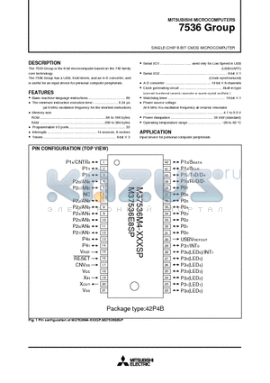 M37536M4 datasheet - SINGLE-CHIP 8-BIT CMOS MICROCOMPUTER