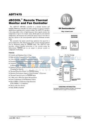 ADT7475ARQZ-RL7 datasheet - dBCOOL Remote Thermal Monitor and Fan Controller