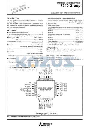 M37540E8SP datasheet - SINGLE-CHIP 8-BIT CMOS MICROCOMPUTER