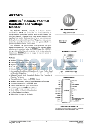 ADT7476ARQZ-R7 datasheet - dBCOOL Remote Thermal Controller and Voltage Monitor