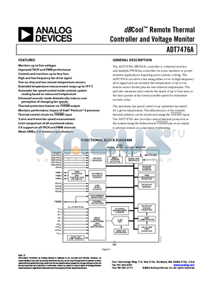 ADT7476A datasheet - dBCool Remote Thermal Controller and Voltage Monitor