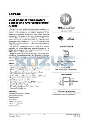 ADT7481ARMZ-R7 datasheet - Dual Channel Temperature Sensor and Overtemperature Alarm