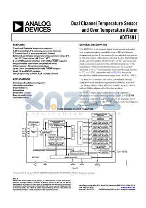 ADT7481ARMZ-REEL datasheet - Dual Channel Temperature Sensor and Over Temperature Alarm
