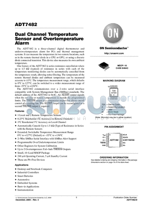 ADT7482 datasheet - Dual Channel Temperature Sensor and Overtemperature Alarm