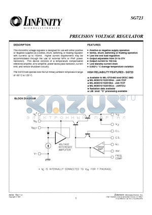 JAN723J datasheet - PRECISION VOLTAGE REGULATOR